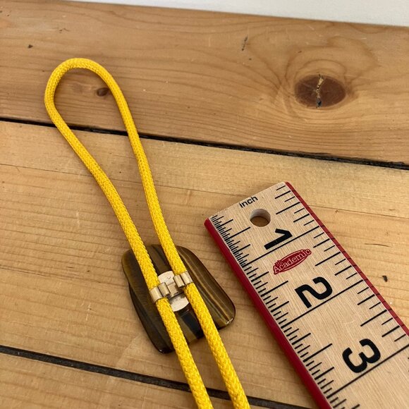 Tiger's Eye Gemstone Bolo Tie Western String Tie Yellow Cord - Picture 7 of 8